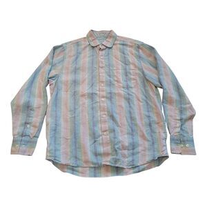 Tommy Bahama Stripe Linen Blend Button Up Shirt Mens Size Medium Long Sleeve Top